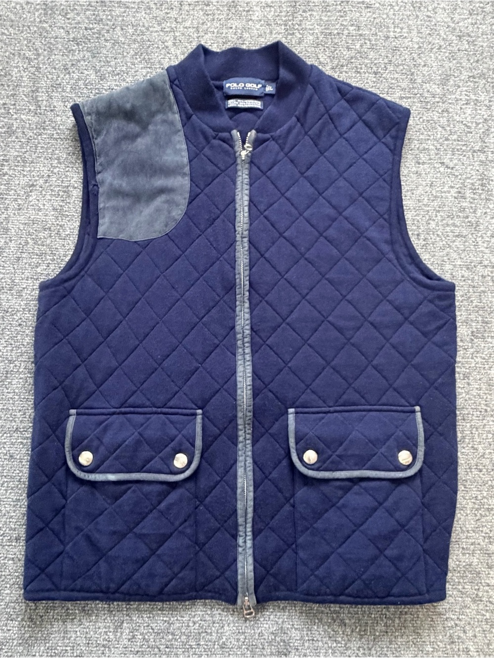 VTG Polo Ralph Lauren Merino Wool Suede  Quilted Hunting Shooting Vest Large